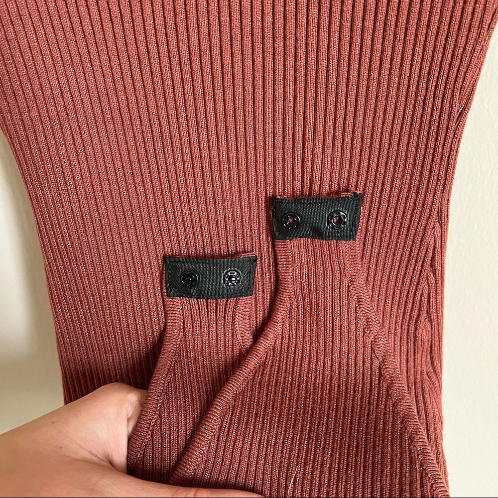 Knit Cold Shoulder Ribbed Bodysuit - Picture 10 of 12